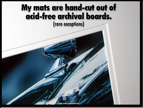 Hand-cut mats made of acid-free material.